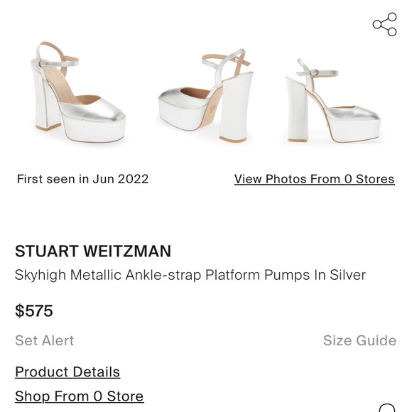 Skyhigh Metallic Ankle-strap Platform Pumps In Silver - Picture 7 of 8